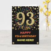 Vuurwerk 93e verjaardag kleurrijk regenbooggoud kaart (Gele Bloem)