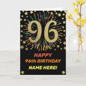 Vuurwerk 96e verjaardag kleurrijk regenbooggoud kaart (Gele Bloem)