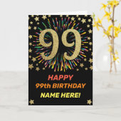 Vuurwerk 99e verjaardag Kleurrijk Regenboog Goud Kaart (Gele Bloem)