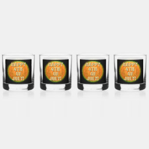 Vuurwerk 9 4 juli rotsen bril set van 4 whisky glas