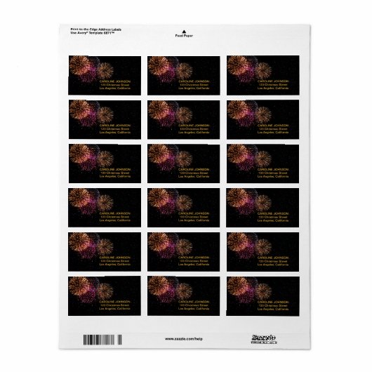 Vuurwerk Adresetiketten Etiket (Full Sheet)