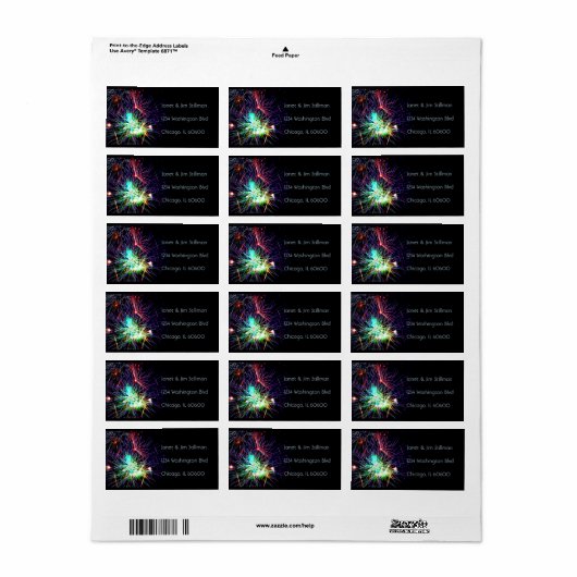 Vuurwerk Adresetiketten Etiket (Full Sheet)