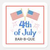 Vuurwerk Amerikaanse Vlag 4 juli Vierkante Sticker (Voorkant)