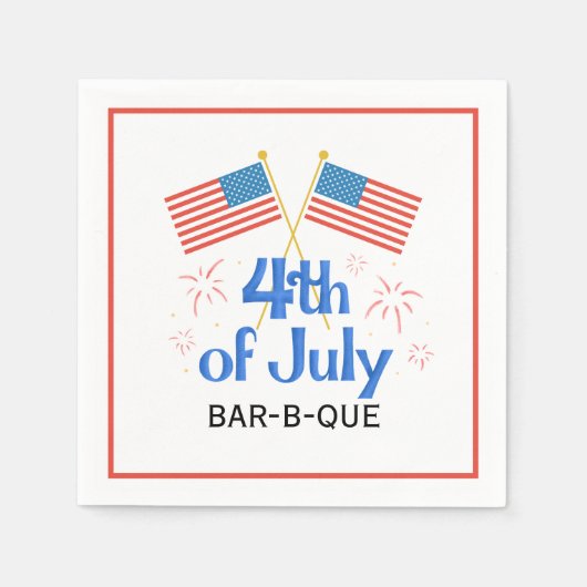 Vuurwerk Amerikaanse vlag op 4 juli Servet (Voorkant)