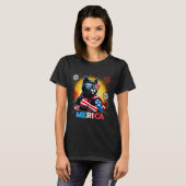 Vuurwerk Amerikaanse vlag Patriottische Zwarte Kat T-shirt (Voorkant volledig)