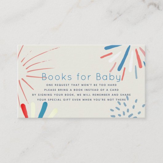 Vuurwerk Baby shower Book Request Informatiekaartje (Voorkant)