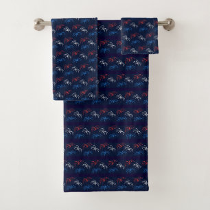 Vuurwerk Badhanddoeken (Marineblauw & Rood) Bad Handdoek