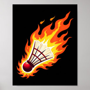 Vuurwerk Badminton Vlammende Shuttle In Brand Poster