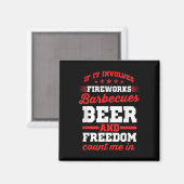 Vuurwerk Barbecues Bier en Vrijheid Grappig 4e van Magneet (Voorkant / Achterkant)