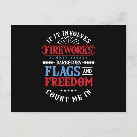 Vuurwerk Barbecues Flags Freedom Pyrotechniek Gift Briefkaart (Voorkant)
