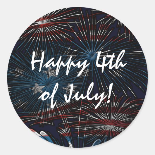 Vuurwerk barst 4 juli Rood Wit Blauw Sticker (Voorkant)