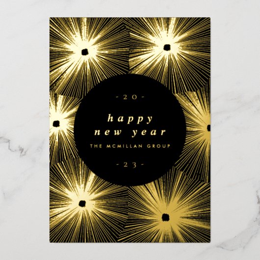 Vuurwerk barst Corporate Gouden Folie Vakantiekaar Folie Feestdagenkaart (Voorkant)