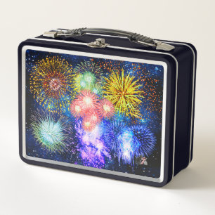 Vuurwerk barst metalen lunchbox