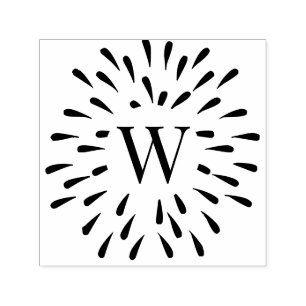 Vuurwerk barst midden enkele initiële monogram #3  zelfinktende stempel