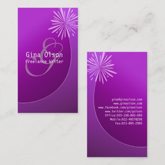 Vuurwerk barst Monogram Paarse Visitekaartjes (Voorkant / Achterkant)