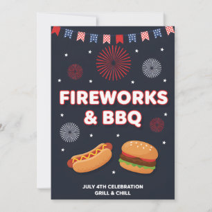 Vuurwerk BBQ Patriottisch USA Onafhankelijkheid 4  Feestdagenkaart
