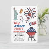 Vuurwerk BBQ Zomerfeest 4 juli Kaart (Staand voorkant)