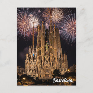 Vuurwerk bij Barcelona La Sagrada Família Spanje Briefkaart
