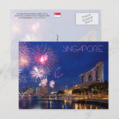 Vuurwerk bij de Baai van de Jachthaven, Singapore Briefkaart (Voorkant / Achterkant)