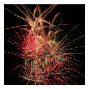 Vuurwerk bij nachtelijk Poster