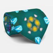 Vuurwerk Blauw Bloemen Patroon Stropdas (Opgerold)