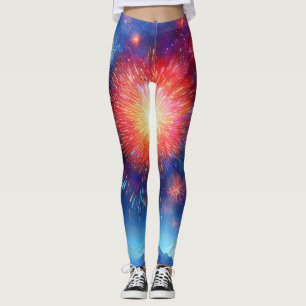 Vuurwerk boven bergen en bos. leggings