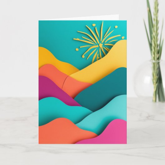 Vuurwerk boven bergtoppen kaart (Voorkant)
