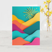 Vuurwerk boven bergtoppen kaart (Gele Bloem)
