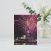 Vuurwerk boven Cincinnati Feestdagenkaart (Staand voorkant)