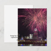 Vuurwerk boven Cincinnati Feestdagenkaart (Voorkant / Achterkant)