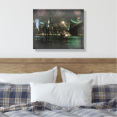 Vuurwerk boven de Brooklyn Bridge Canvas Afdruk (Insitu (Slaapkamer))