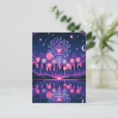 Vuurwerk boven de City Skyline | 4 juli Briefkaart (Staand voorkant)