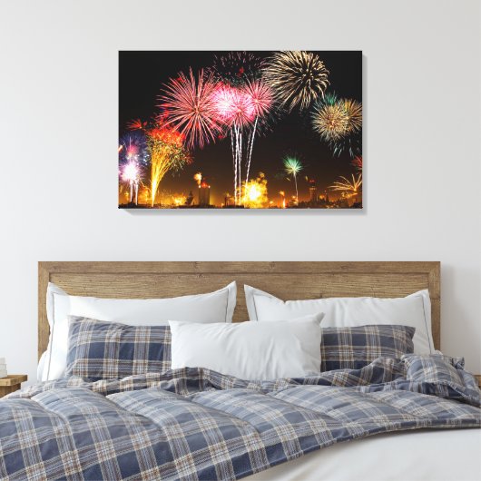 Vuurwerk Canvas Afdruk (Insitu (Slaapkamer))