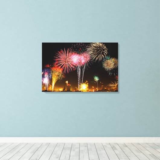 Vuurwerk Canvas Afdruk (Insitu (Houten vloer))