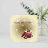 Vuurwerk Champagne Confetti Oudejaarsfeest Kaart (Staand voorkant)