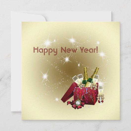Vuurwerk Champagne Confetti Oudejaarsfeest Kaart (Voorkant)