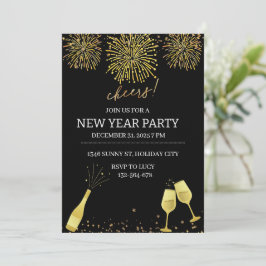 Vuurwerk Champagne Nieuwjaarsfeest Kaart