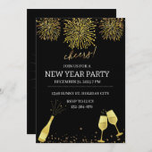 Vuurwerk Champagne Nieuwjaarsfeest Kaart (Voorkant / Achterkant)