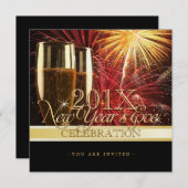 Vuurwerk Champagne - uitnodiging voor nieuwjaarsfe (Voorkant / Achterkant)