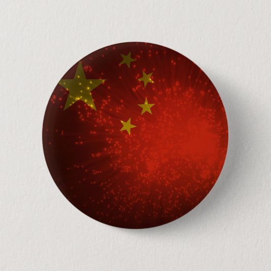 vuurwerk; Chinese vlag Ronde Button 5,7 Cm (Voorkant)
