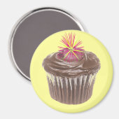 Vuurwerk Chocolade Cupcake en Icing Magneet (Voorkant / Achterkant)