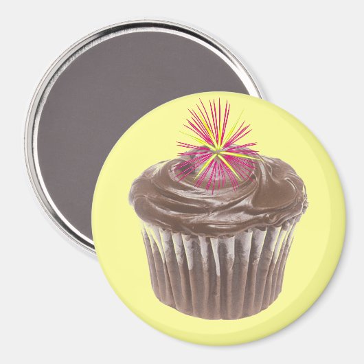 Vuurwerk Chocolade Cupcake en Icing Magneet (Voorkant / Achterkant)
