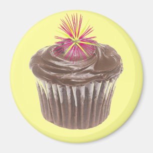 Vuurwerk Chocolade Cupcake en Icing Magneet