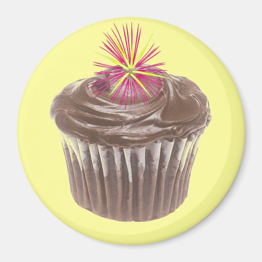 Vuurwerk Chocolade Cupcake en Icing Magneet (Voorkant)