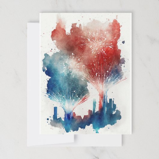 Vuurwerk Cityscape Briefkaart