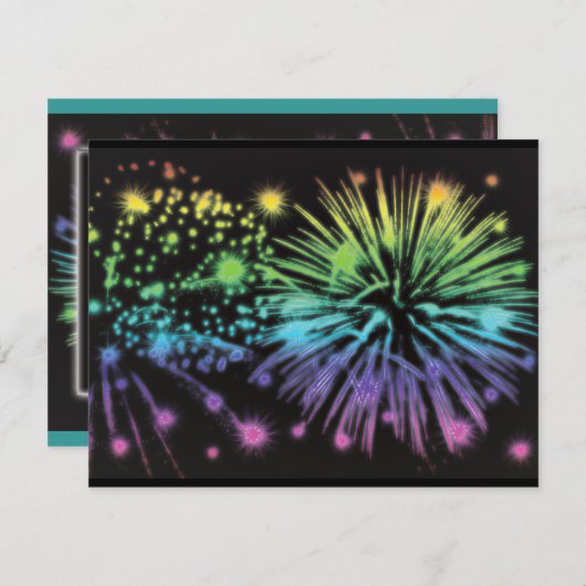 Vuurwerk dat feestelijk gepersonaliseerd explodeer kaart (Voorkant / Achterkant)