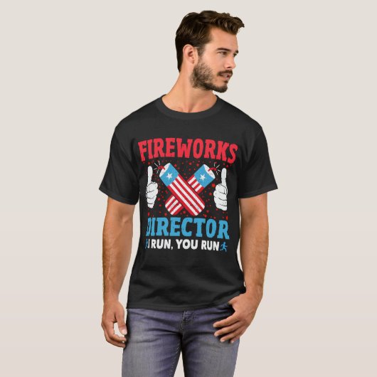 Vuurwerk directeur ik laat je rondlopen op 4 juli t-shirt (Voorkant volledig)