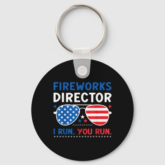 Vuurwerk Directeur Run Run 4 juli Zonnebril Sleutelhanger (Voorkant)