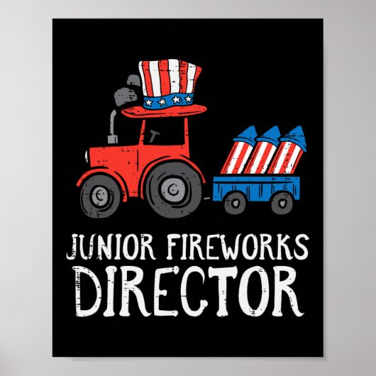 Vuurwerk Directeur Tractor 4th of July Boys Kinder Poster (Voorkant)