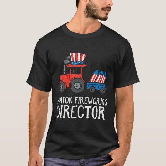 Vuurwerk Directeur Tractor 4th of July Boys Kinder T-shirt (Voorkant)